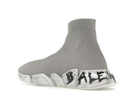 Balenciaga Speed 2.0 Graffiti Recycled Knit Grey White