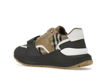 Burberry Ramsey Vintage Check Suede Leather Sneakers Grey Archive Beige