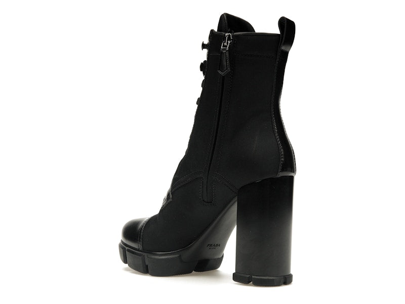 Prada 110 mm Nylon Booties Black Brushed Leather