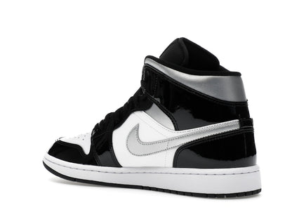 Jordan 1 Mid SE Patent Black White Metallic Silver Metallic Gold