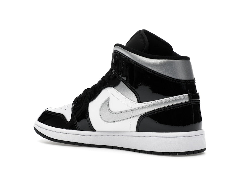 Jordan 1 Mid SE Patent Black White Metallic Silver Metallic Gold