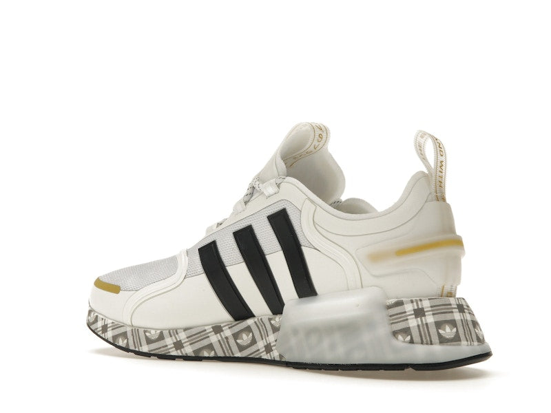 adidas NMD R1 V3 White Black Gold Tartan Trefoil
