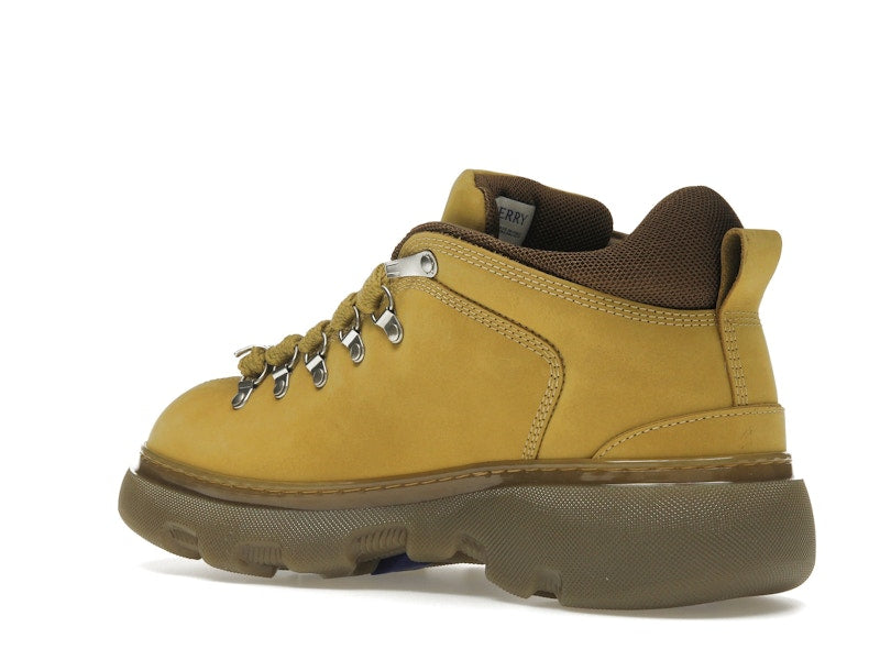 Burberry Lace Up Leather Ankle Boot Mustard Yellow