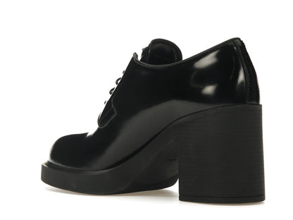 Prada Lace Up 85mm Heels Black Brushed Leather