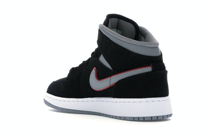 Jordan 1 Mid Black Particle Grey Gym Red (GS)