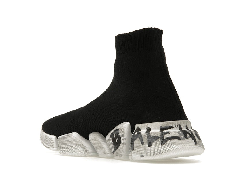Balenciaga Speed 2.0 Graffiti Recycled Knit Black White