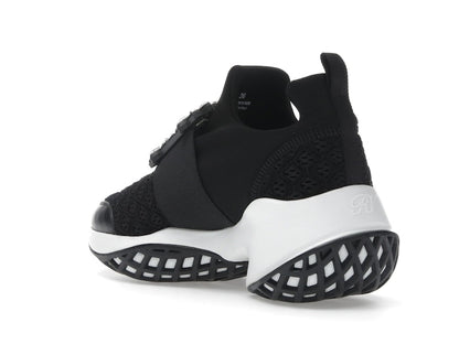 Roger Vivier Viv' Run Fabric Black White Crystal Buckle (Women's)