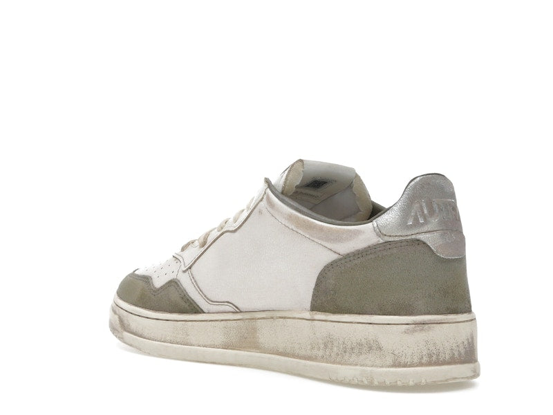 Autry Medalist Low Super Vintage White Silver Lizard