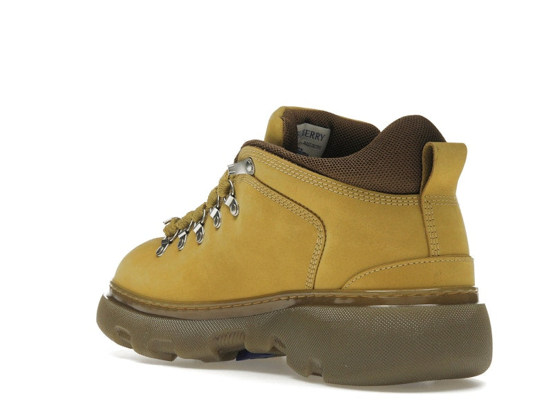 Burberry Lace Up Leather Ankle Boot Mustard Yellow