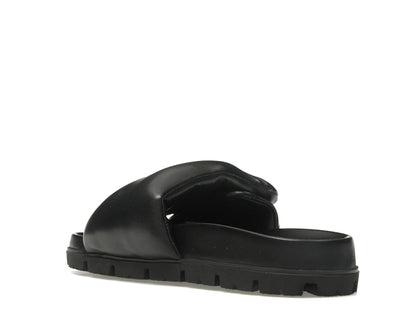 Prada Soft Padded 20mm Slide Sandal Black Nappa Leather
