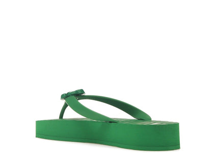 Gucci Chevron Thong Sandal Green Rubber