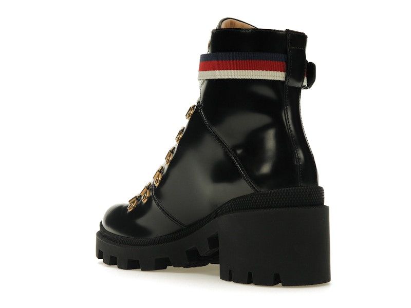 Gucci Sylvie Web 55mm Ankle Boot Black Leather