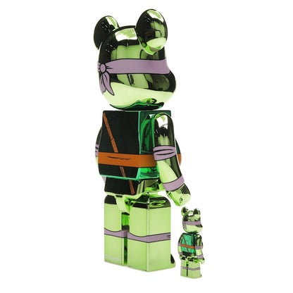 Bearbrick x Teenage Mutant Ninja Turtles Donatello 100% & 400% Set Chrome Ver.