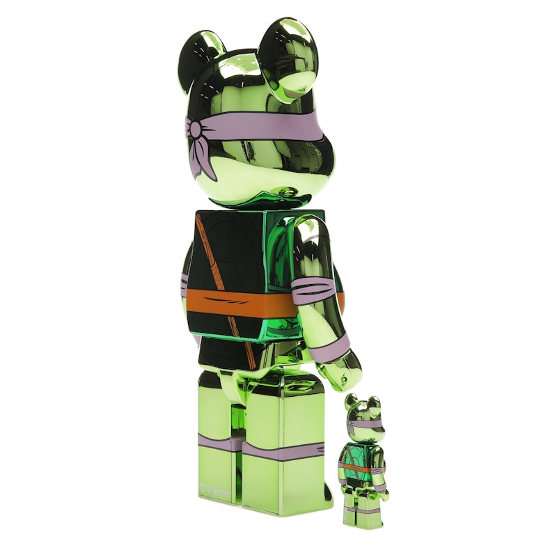Bearbrick x Teenage Mutant Ninja Turtles Donatello 100% & 400% Set Chrome Ver.