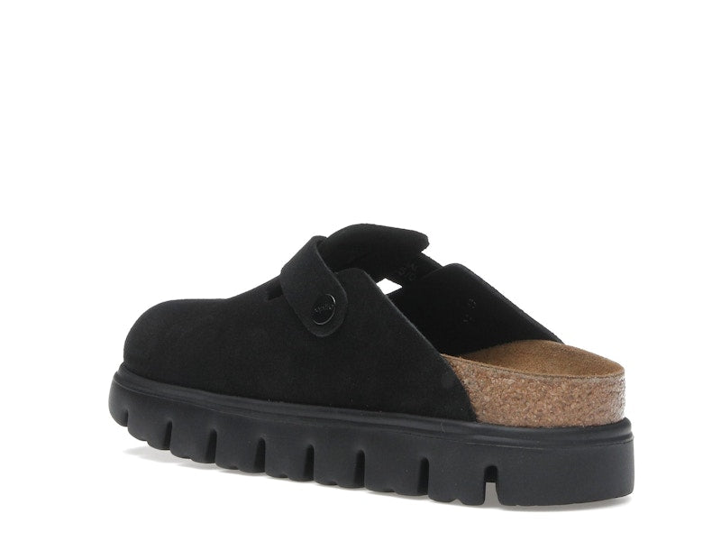 Birkenstock Boston Chunky Suede Black Black Sole (Narrow) (Women's)