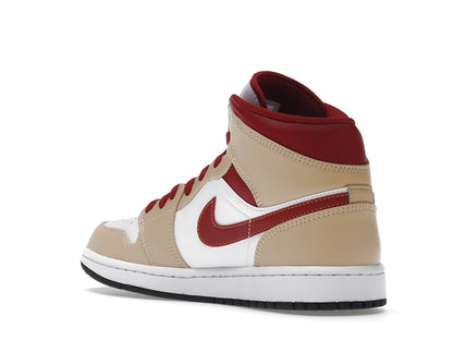 Jordan 1 Mid Light Curry Cardinal