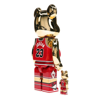 Bearbrick Michael Jordan 1985 Rookie Jersey 100% & 400% Set Gold Chrome