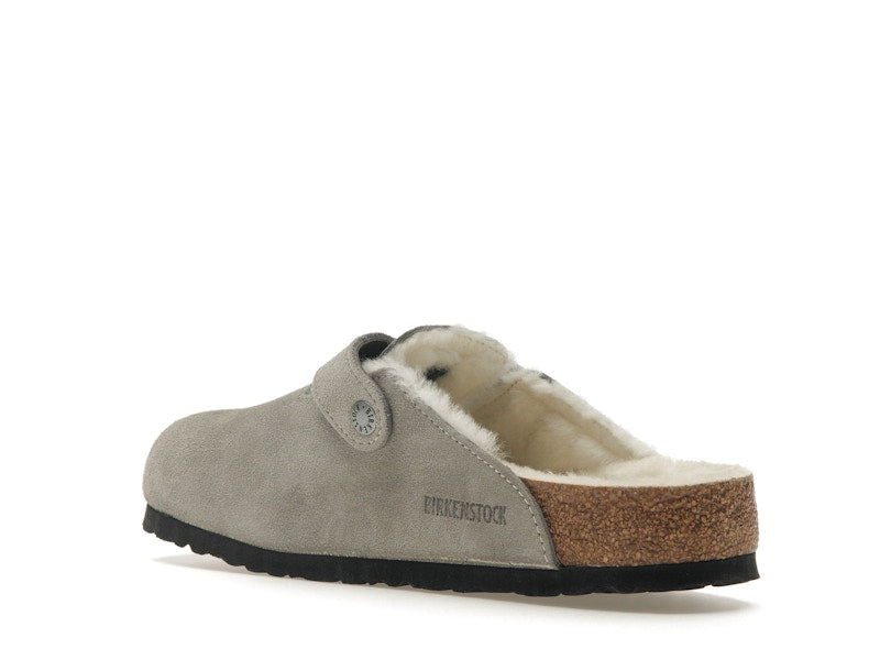 Birkenstock Boston Shearling Suede Stone Coin
