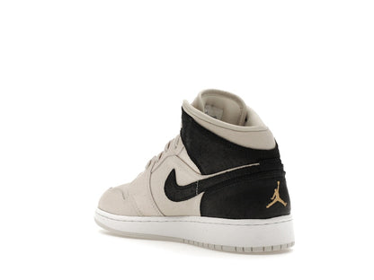 Jordan 1 Mid Light Bone Metallic Gold Black (GS)