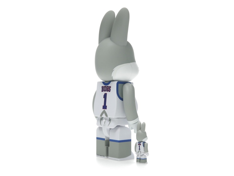 Bearbrick x Space Jam Rabbrick Bugs Bunny 100% & 400% Set Grey