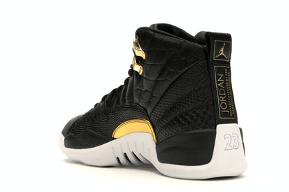 Jordan 12 Retro Black Metallic Gold White (Women's)