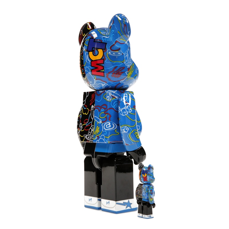 Bearbrick x BAPE Line Camo Shark 100% & 400% Set Blue/Black