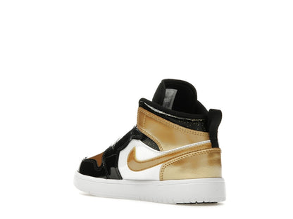 Sky Jordan 1 Mid Black Metallic Gold White (PS)