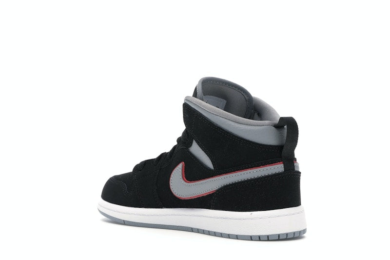 Jordan 1 Mid Black Particle Grey Gym Red (PS)