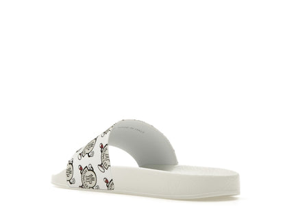 Moncler Basile Slide Logo Print White