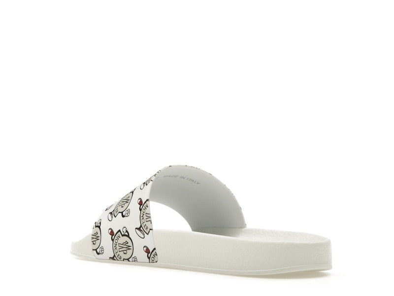 Moncler Basile Slide Logo Print White