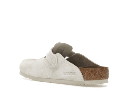 Birkenstock Boston Soft Footbed Suede Antique White