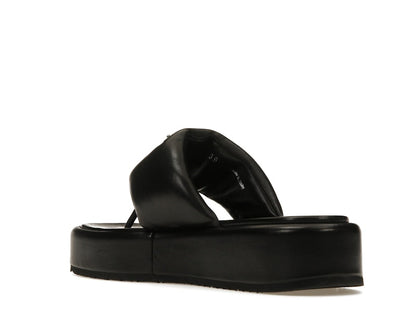 Prada Soft Padded 35mm Thong Wedge Sandals Black Nappa Leather