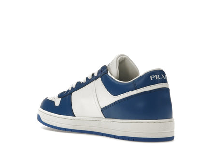 Prada Downtown Low Top Sneakers Leather White Cobalt Blue