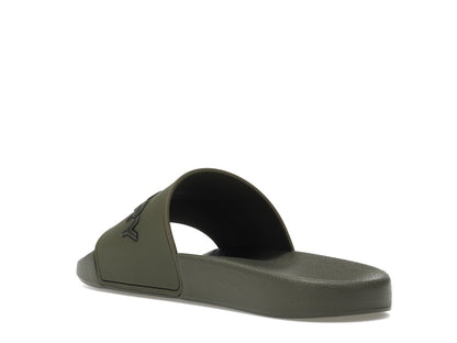 Burberry Embossed Logo Slides Dark Fern Green Black