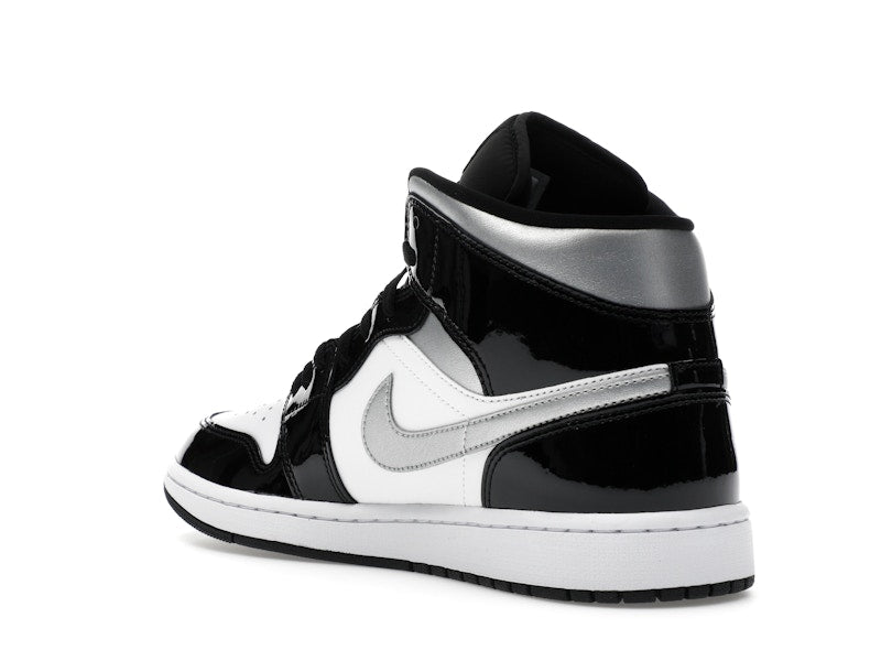 Jordan 1 Mid SE Patent Black White Metallic Silver Metallic Gold