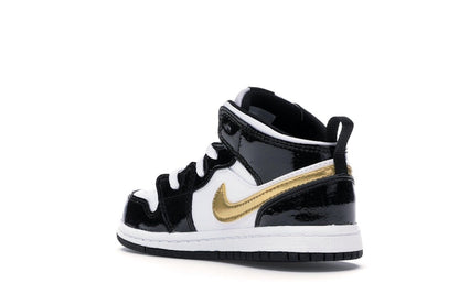 Jordan 1 Mid Patent Black White Gold (TD)