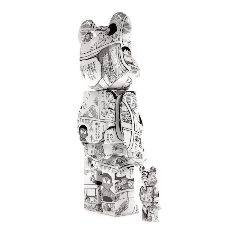 Bearbrick Doraemon (Comic Ver.) 100% & 400% Set Black & White