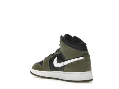Jordan 1 Mid Black White Olive (GS)