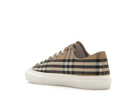 Burberry Logo Print Vintage Check Cotton Sneakers Archive Beige (Women's)