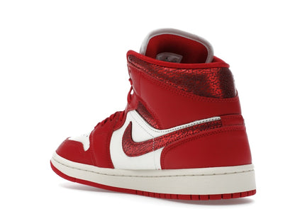 Jordan 1 Mid SE Red Cracked Leather (Women's)