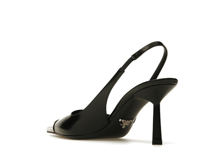 Prada 75mm Slingback Pump Black Leather