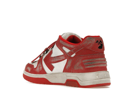 OFF-WHITE Out Of Office OOO Low Tops Red White Vintage Distressed Leather