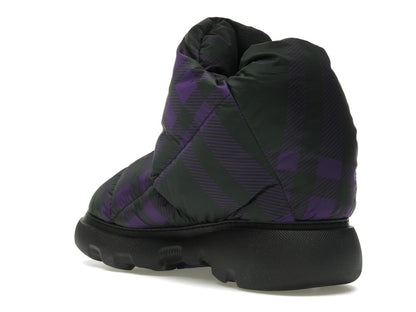 Burberry Check Pillow Boot Black Purple