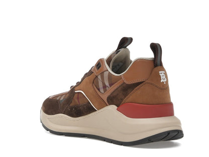 Burberry Check and Suede Sneakers Dark Birch Brown