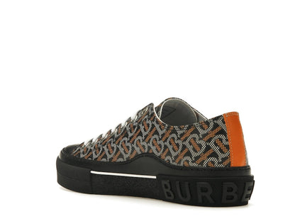 Burberry Monogram Pattern Low Top Black Orange Canvas