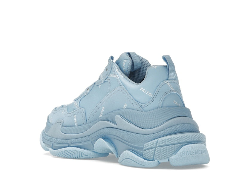 Balenciaga All Over Logo Triple S Blue Grey (Women's)
