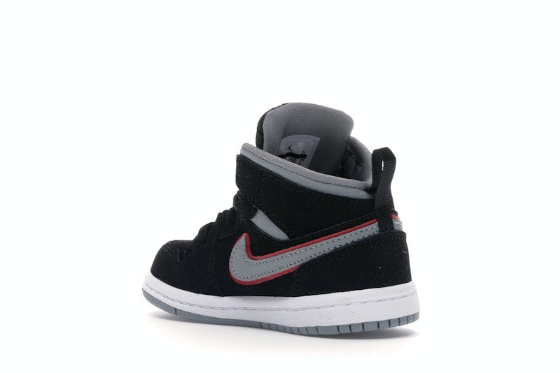 Jordan 1 Mid Black Particle Grey Gym Red (TD)