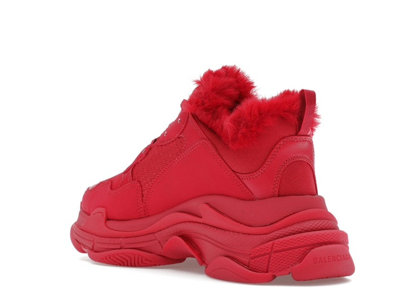 Balenciaga Triple S Faux Fur Burgundy