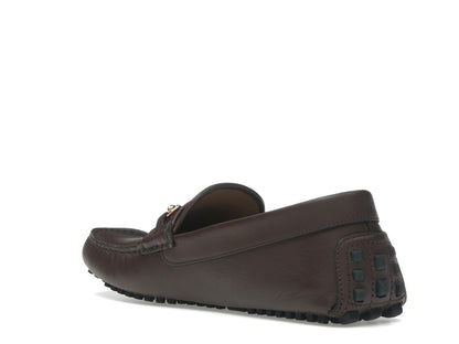 Gucci Ayrton Webbing-Trimmed Horsebit Leather Driver Loafers Brown