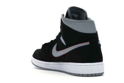 Jordan 1 Mid Black Particle Grey Gym Red